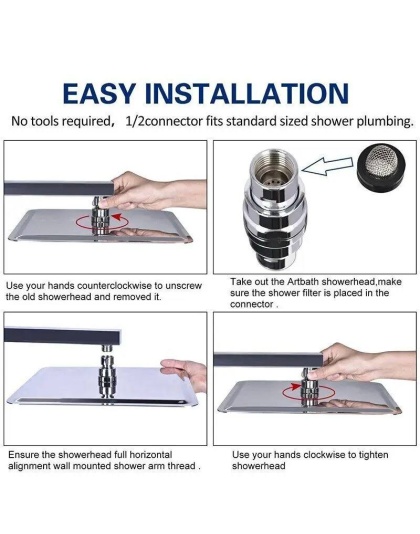12&quot; Bathroom Rainfall Shower Head SS304 - Chrome Finish